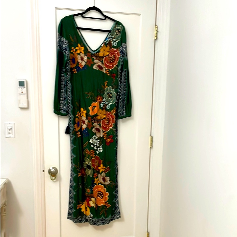 Farm Rio Floral Green Maxi Dress size M